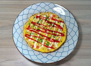 Hình của món Trứng chiên tôm & ớt chuông.