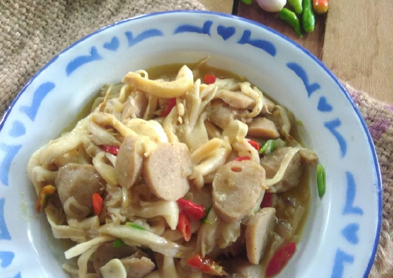 Tumis jamur tiram bakso