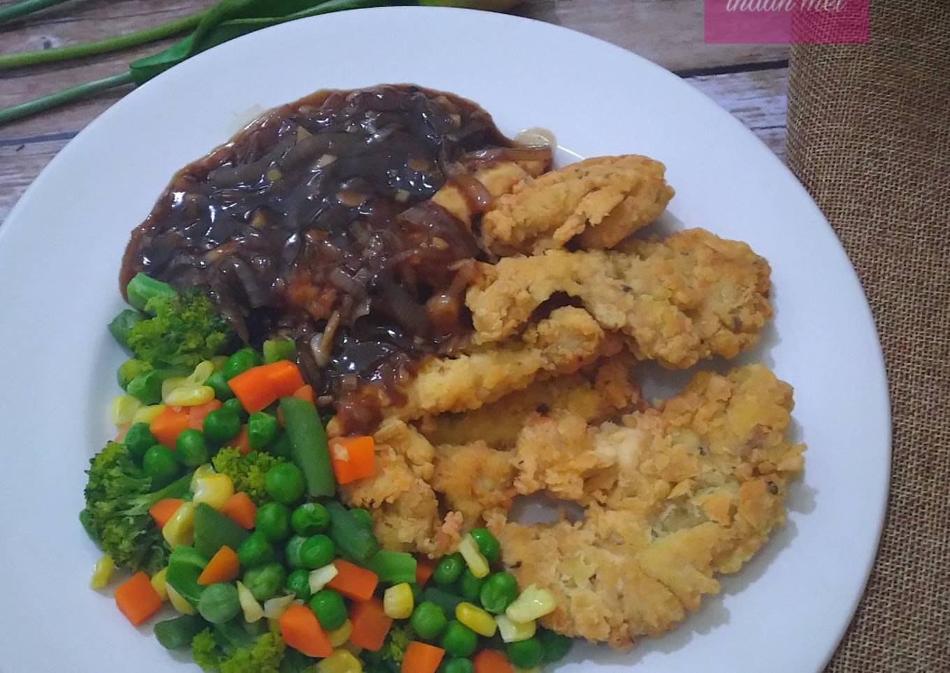 Steak Ayam Krispi Saus Lada Hitam