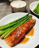 20p Cá hồi áp chảo sốt chanh ăn cùng măng tây giòn ngon khó cưỡng