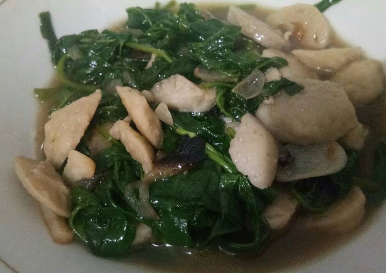 Tumis kangkung bakso