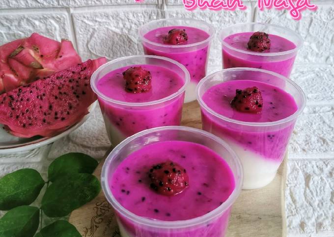 Cara bikin 91. Puding Susu Buah Naga Cara bikin 91. Puding Susu Buah Naga