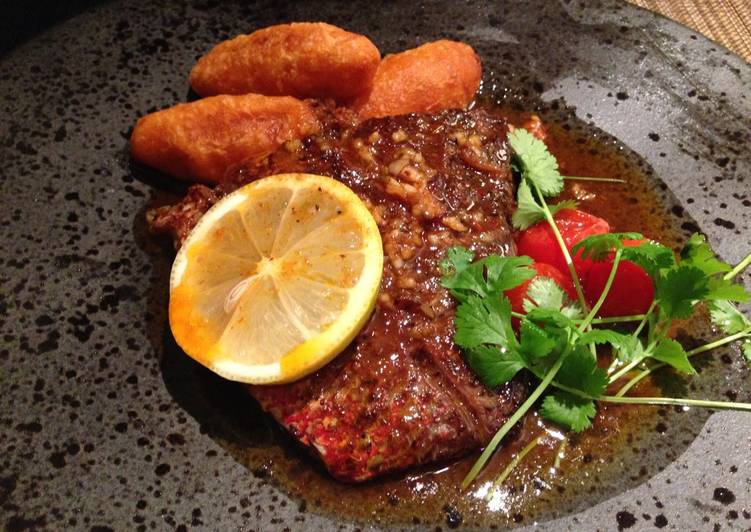 Ikan Kakap Merah (Filet) - Orange Sauce dan Ubi Goreng