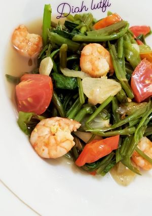 Foto resep Ca Kangkung udang saos tiram