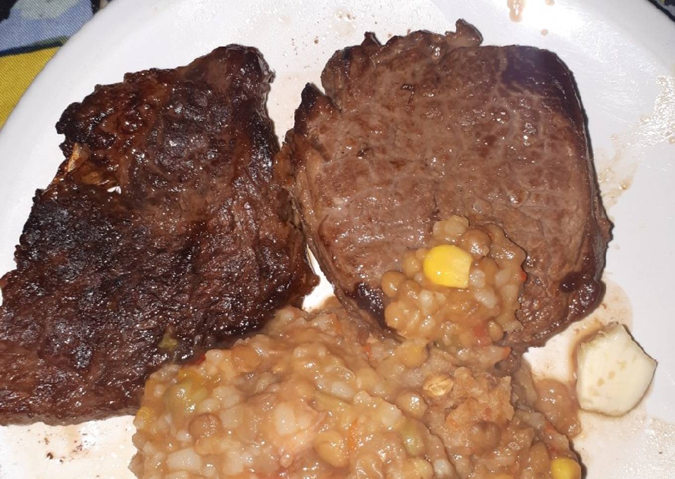 Ojo de bife con lentejas