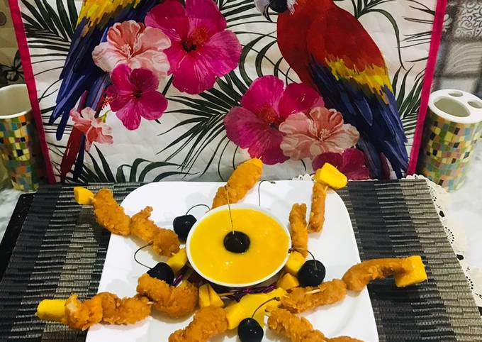 Baked / fry chicken tenders with mango mustard sauce/dip