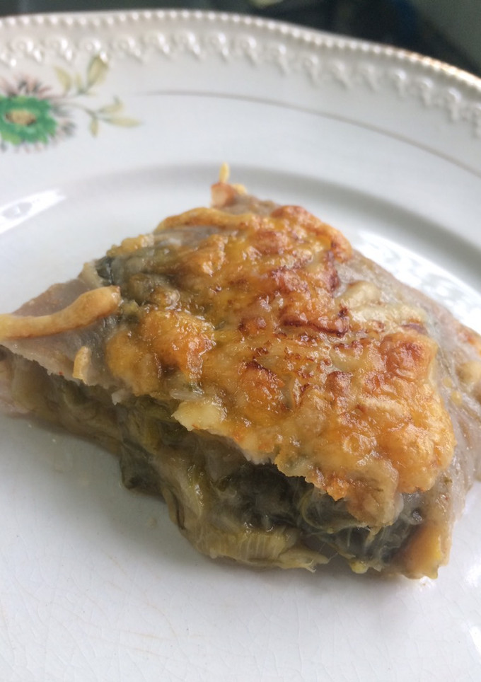Una foto de Fajita gratinada de jamón y puerro ♻️