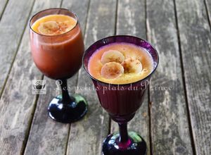 Une photo de Smoothie Ananas, banane, melon, jus d'orange et cannelle