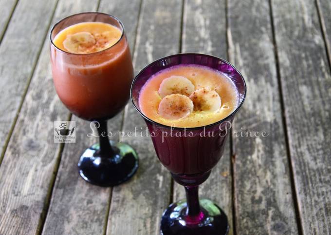 Smoothie Ananas, banane, melon, jus d'orange et cannelle