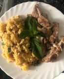 176. Cuscús con manzana, hierbabuena y contramuslo de pollo (principal carne)