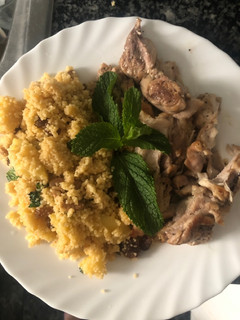 Una foto de 176. Cuscús con manzana, hierbabuena y contramuslo de pollo (principal carne)
