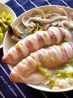 浮誇版-透抽蛤蜊粥 的食譜成品照片
