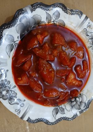 صورة لوصفة طماطم بصوص الشطة🌶🍅