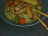 Noodles de arroz con verduras y tempura 😍🥕🍜🥦