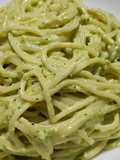 Espagueti verde con queso philadelphia