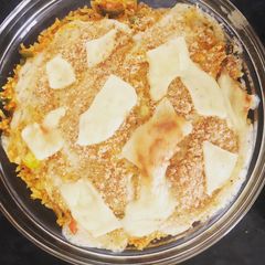 A picture of Cheesy baked veg rice.
