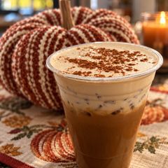A picture of Pumpkin butter baby latte 🤎🧸.