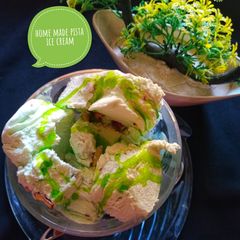 Homemade pista ice cream A picture of Homemade pista ice cream.