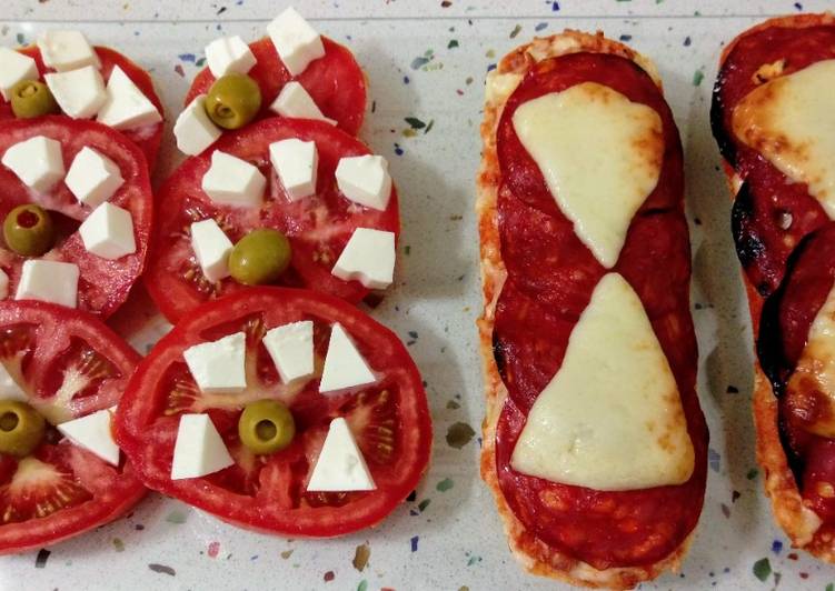 Baguette de chorizo y queso viejo con ensalada de tomate