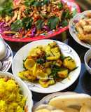 Mì Căn Xào Nghệ Và Lá Hẹ Chay