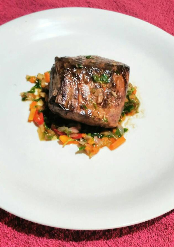 A picture of Filet Mignon and Sauce Brunoise.