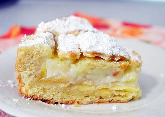 Песочный пирог с заварным кремом и яблоками — рецепт с фото пошагово