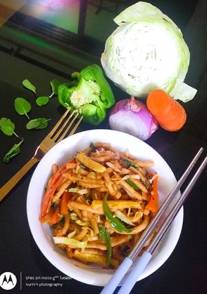 A picture of Udon Noodles Veggie Stir-fry.
