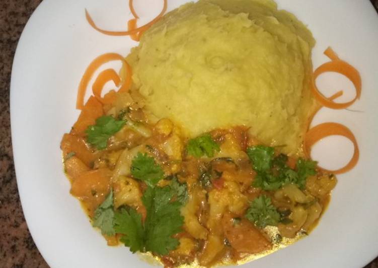 Mashedmatoke and vegetables curry #4week challenge