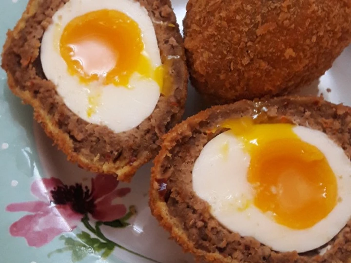 Cara Sederhana Membikin Resep  Scotch Egg 3 bahan saja! (daging giling bumbu isi telur) yang Lezat, Bisa Manjain Lidah