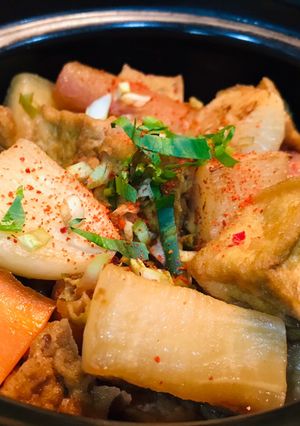 Hình của món Củ cải kho đậu hũ.