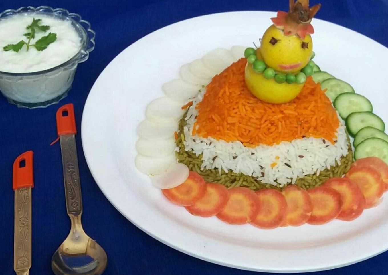 Tirangi biryani with curd