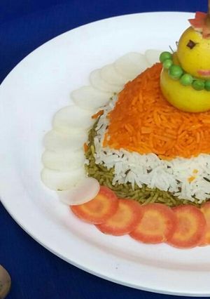 A picture of Tirangi biryani with curd.