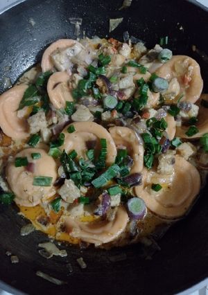 Una foto de Sorrentinos 4 quesos con salsa de pescado