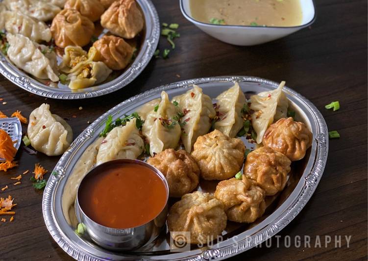 Steamed & Fried Chicken Momos (Dumplings)