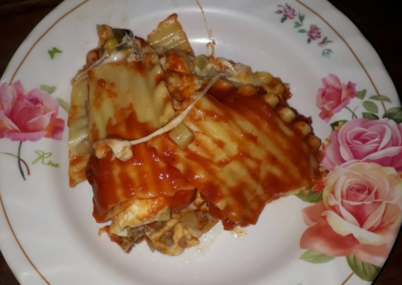 Lasaña doble sabor........... a baño María....🇸🇻