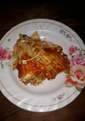 Una foto de Lasaña doble sabor........... a baño María....🇸🇻