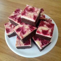 A picture of Raspberry Cheesecake Brownies.