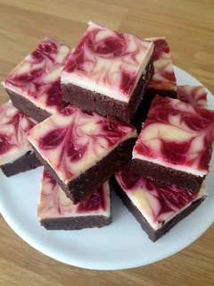 A picture of Raspberry Cheesecake Brownies.