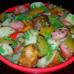 A picture of Mike's Peppered Potato Onion Sausage Bake.