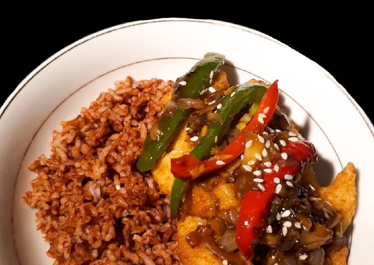 Chicken teriyaki mushroom nasi merah