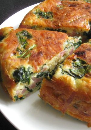 A picture of Rice Cooker Spinach & Ham Frittata.
