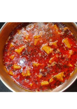A picture of Kathiyavadi Dhokli nu Shak (no onion-garlic).