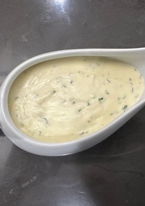A picture of Easiest, Fastest and Best Parsley Sauce - Creamy, buttery goodness - WHY go out to eat :P.