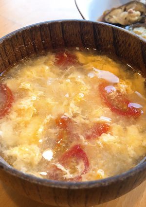 Hình của món Súp cà chua & trứng thả.
