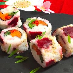 A picture of Beetroot Roll Sushi.