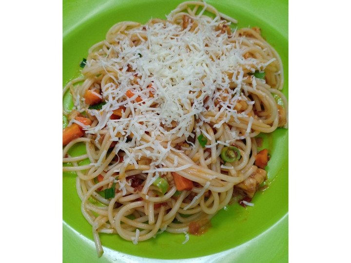 Cara Gampang Menyiapkan Spaghetti Bolognese sauce + tempe dan sayur, Bisa Manjain Lidah