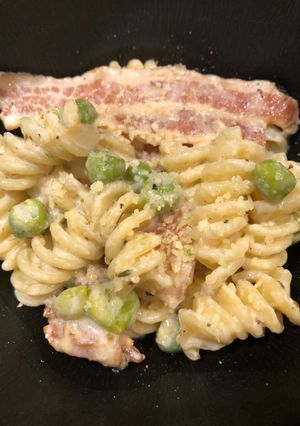 A picture of Quick Creamy Bacon 🥓 Pasta 🍝.