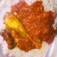 White rice with chicken stew