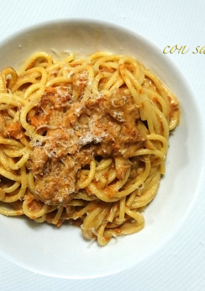 Una foto de Spaghetti con salsa de calabaza