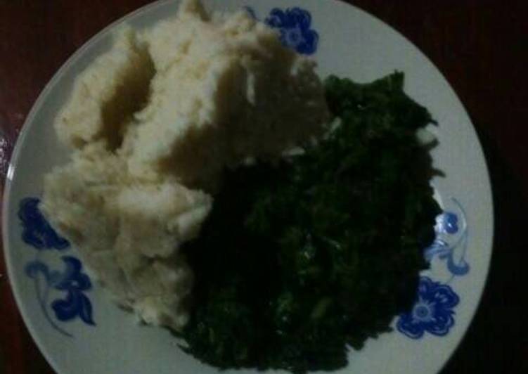 Ugali with spinach and terere